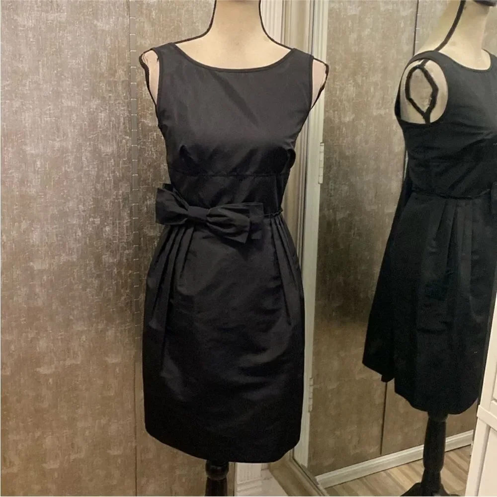 Per Se Black Mini Dress with Bow Detail, US0